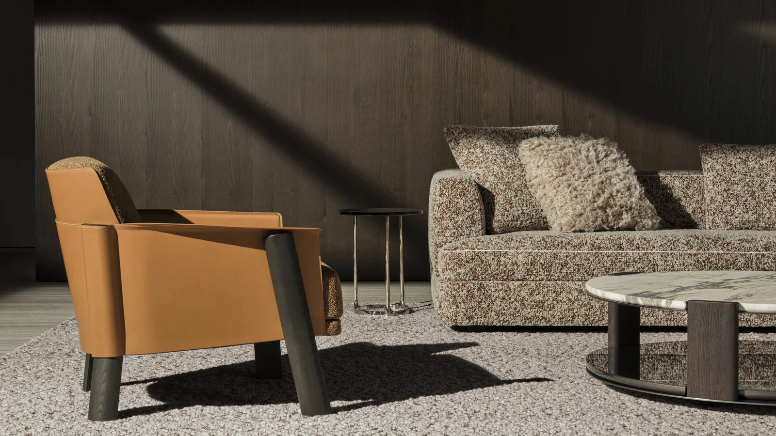 Armand armchair in leather and fabric by Molteni & C