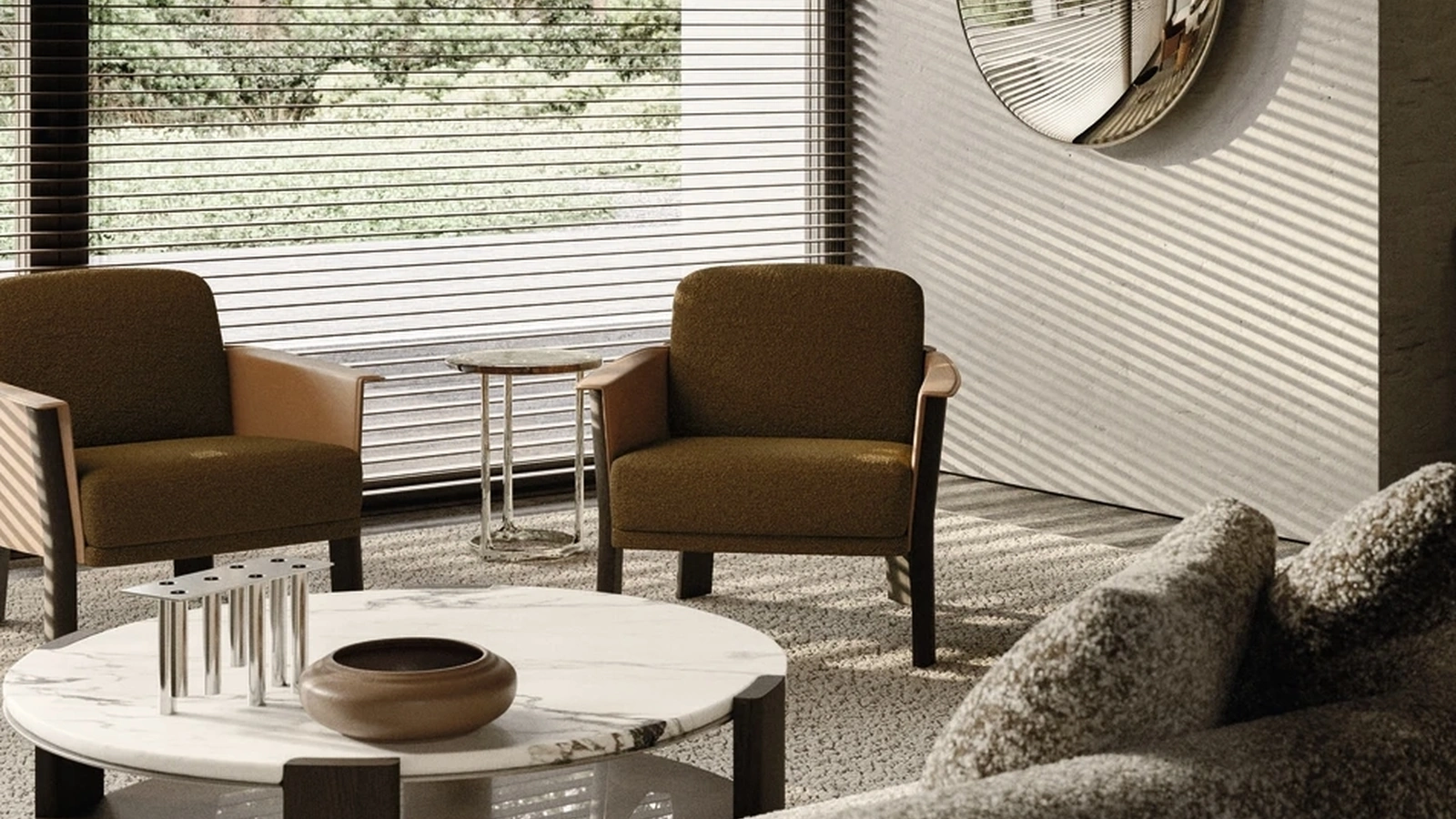 Armand leather and fabric armchair by Molteni & C