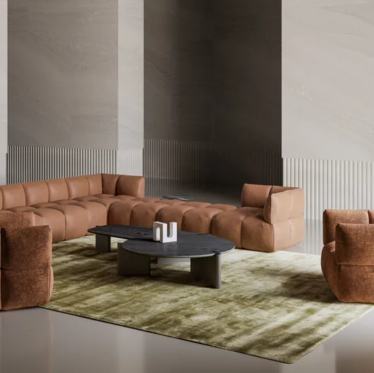 Corner leather sofa Brik by Bonaldo.