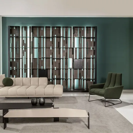 Linear leather sofa Blockbau by Cantori