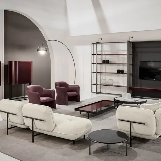 Cantori's Cloud upholstered fabric living room.