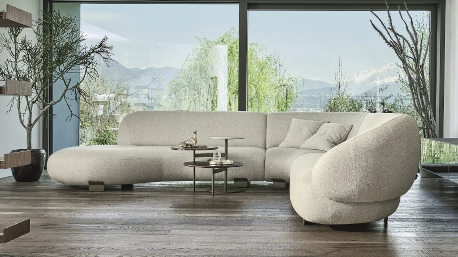 Fabric sofa with chaise longue Pacific by Ditre Italia.