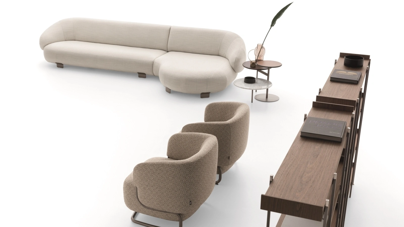 Fabric sofa with peninsula Pacific by Ditre Italia.