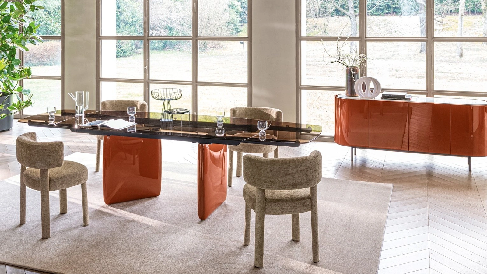 Chair upholstered in Glen Soft fabric by Calligaris