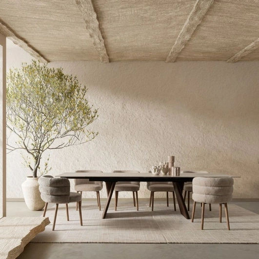 Ilma chair in padded fabric by Bizzotto