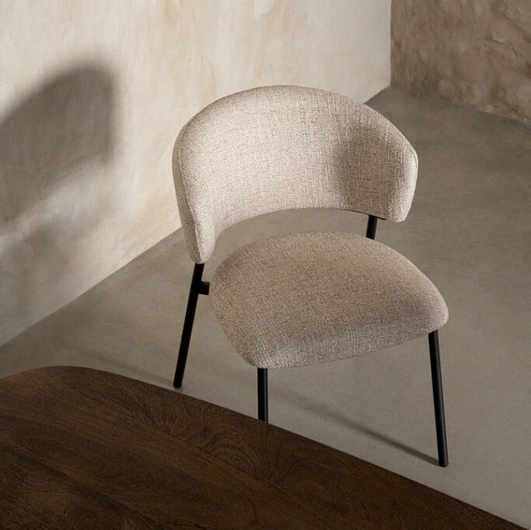 Prisca chair in padded fabric by Bizzotto