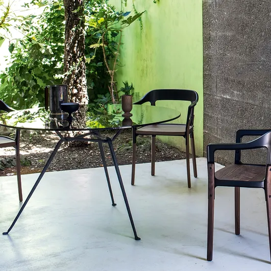 Steelwood Chair by Magis made of solid wood and steel sheet.