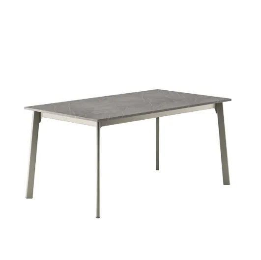 Ares table with laminate top and metal base from Veneta Cucine.