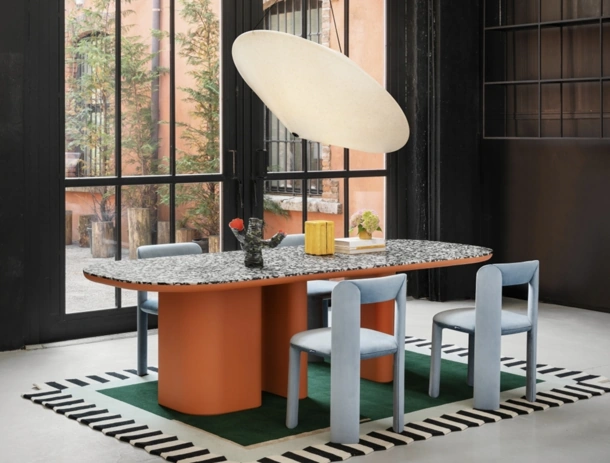 Bonbon Table in Palladio Moro marble by Miniforms