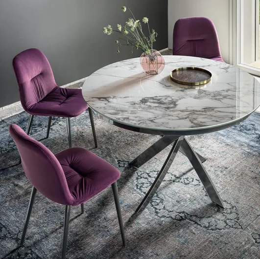 Round Barone table in SuperMarble by Bontempi