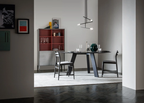 Round Hi-Deck table in Capo d'Opera wood