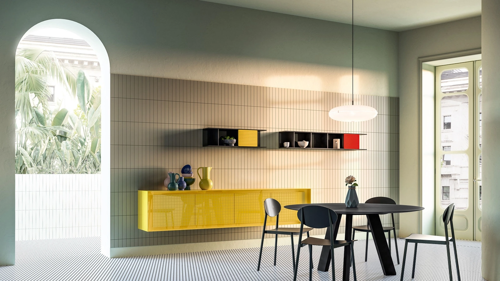 Round Hi-Deck table in Capo d'Opera wood