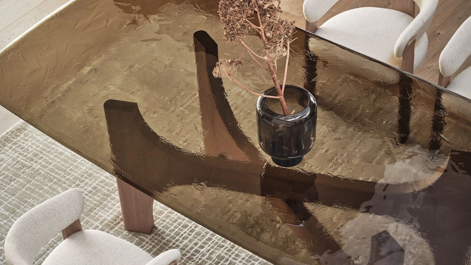 Nogu glass table by Calligaris