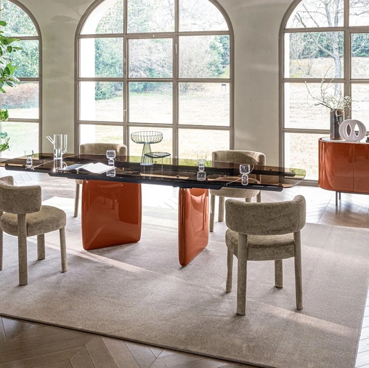 Calligaris Riverstone extendable glass table