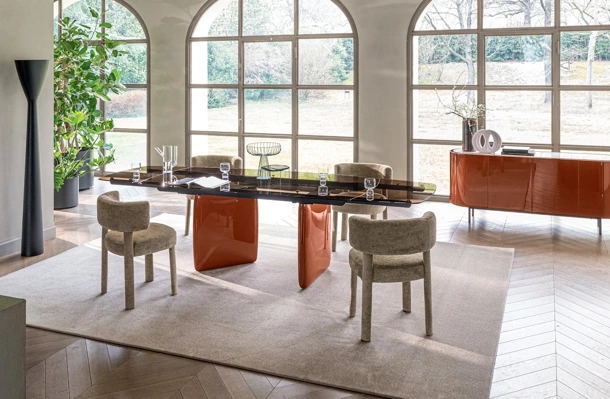 Calligaris Riverstone extendable glass table