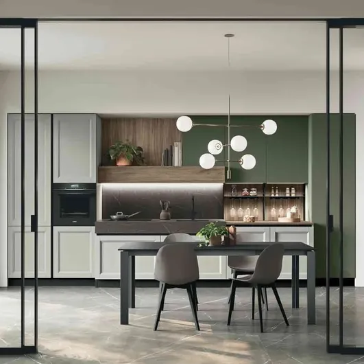 Linear classic kitchen in lacquered ash Beverly 03 by Stosa.