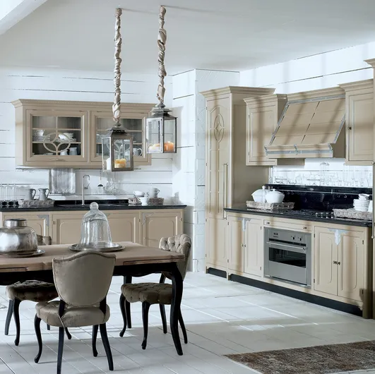 Classic Islamorada corner kitchen in lacquered wood by Marchi.
