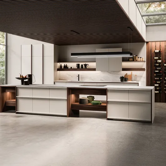 Design Kitchen with Arena Mass + K table island by Maistri