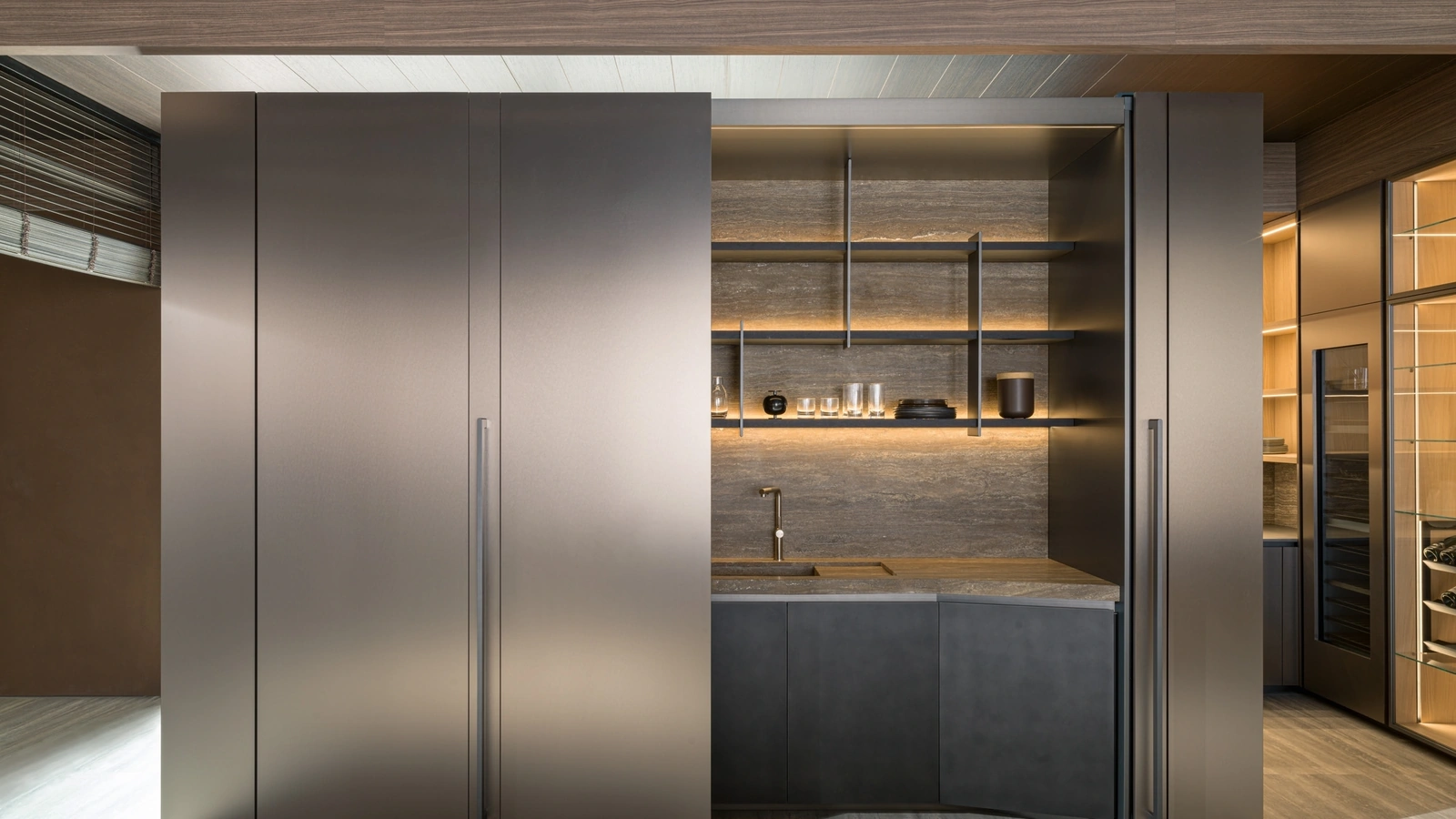 Tivalì 2|0 Design Kitchen By Yabu Pushelberg in Anthracite Lacquer by Molteni & C