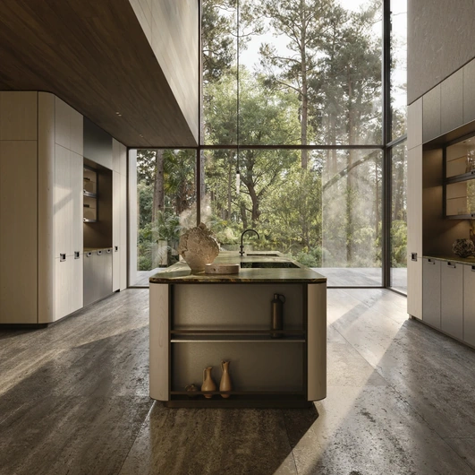 Physis Design Kitchen in Pewter lacquer and Oak by Molteni & C