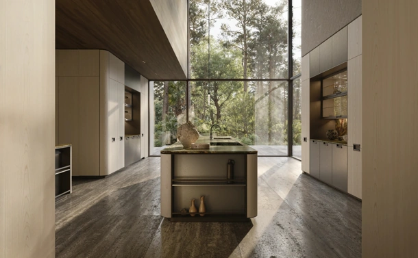 Physis Design Kitchen in Pewter lacquer and Oak by Molteni & C