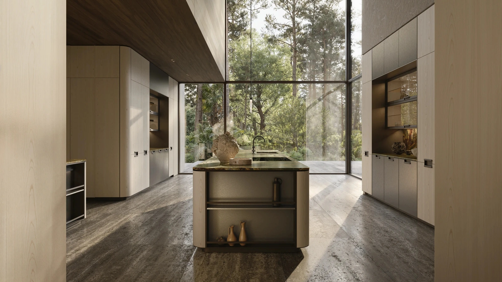 Physis Design Kitchen in Pewter lacquer and Oak by Molteni & C