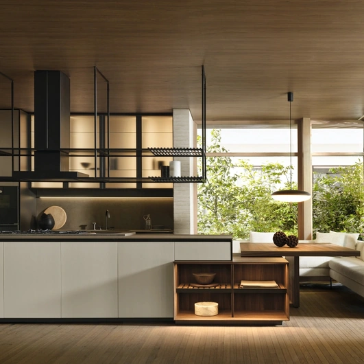Prime Design Kitchen with Island in Peltro Lacquer by Molteni & C
