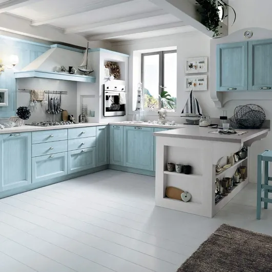 Everyday Anice Talcato Callesella masonry kitchen with peninsula.
