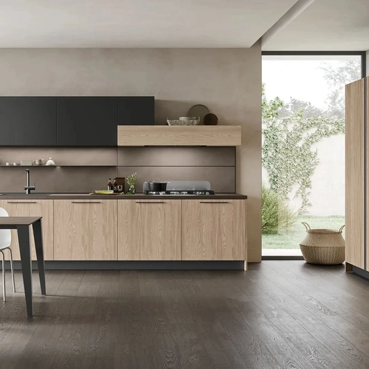 Modern Linear Infinity 09 Kitchen in Oak and PET by Stosa