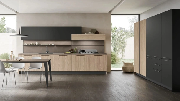 Modern Linear Infinity 09 Kitchen in Oak and PET by Stosa