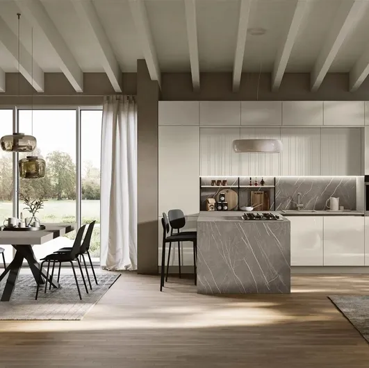 Modern kitchen with Art-Lumia peninsula by Stosa