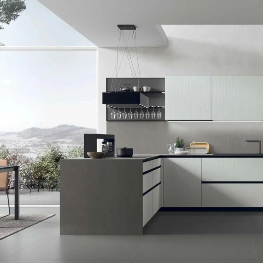 Modern Kitchen with Aliant 06 Island by Stosa