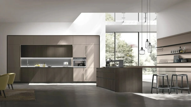 Modern Kitchen with Metropolis 03 Island in Oak and Pet by Stosa