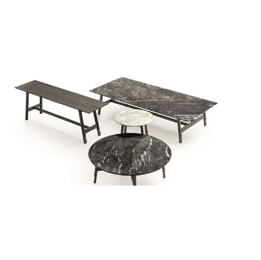 Aany coffee table with marble or wood top by Ditre Italia.