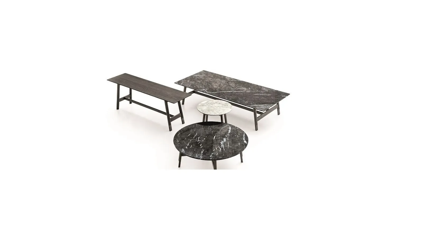 Aany coffee table with marble or wood top by Ditre Italia.