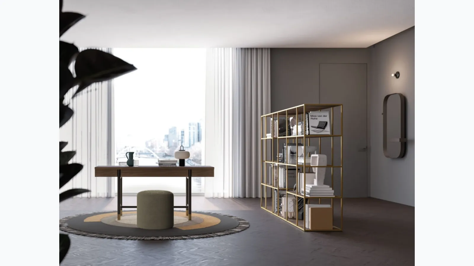 Abram desk in Orme textured terracotta.