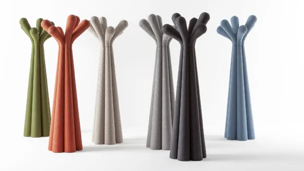 Design coat rack in plastic material covered in Anemone fabric by Bonaldo.