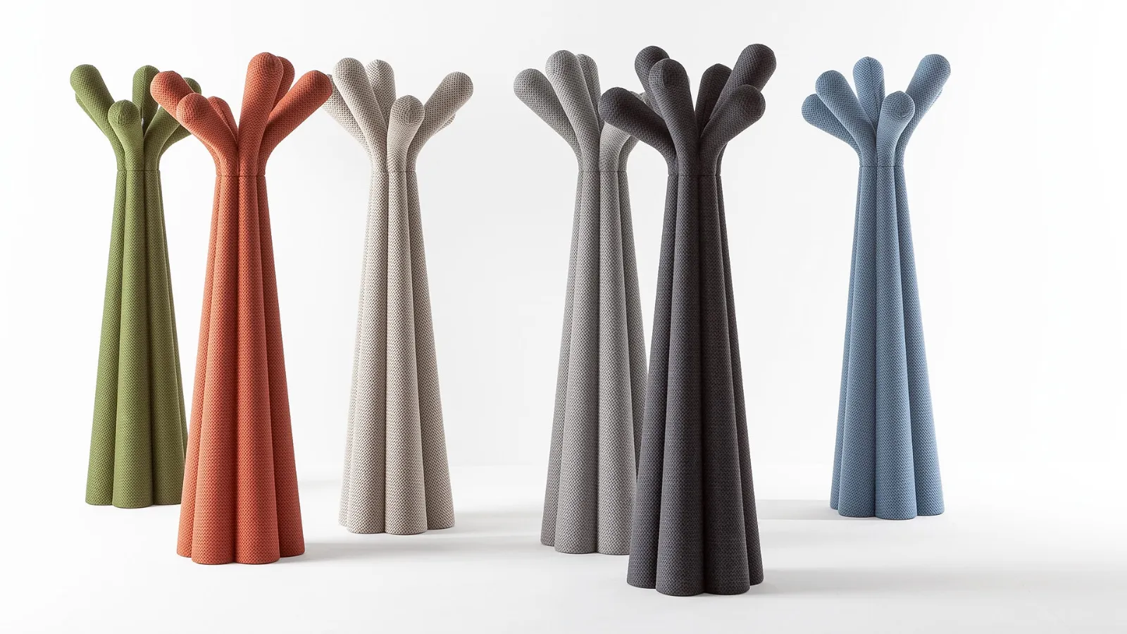 Design coat rack in plastic material covered in Anemone fabric by Bonaldo.