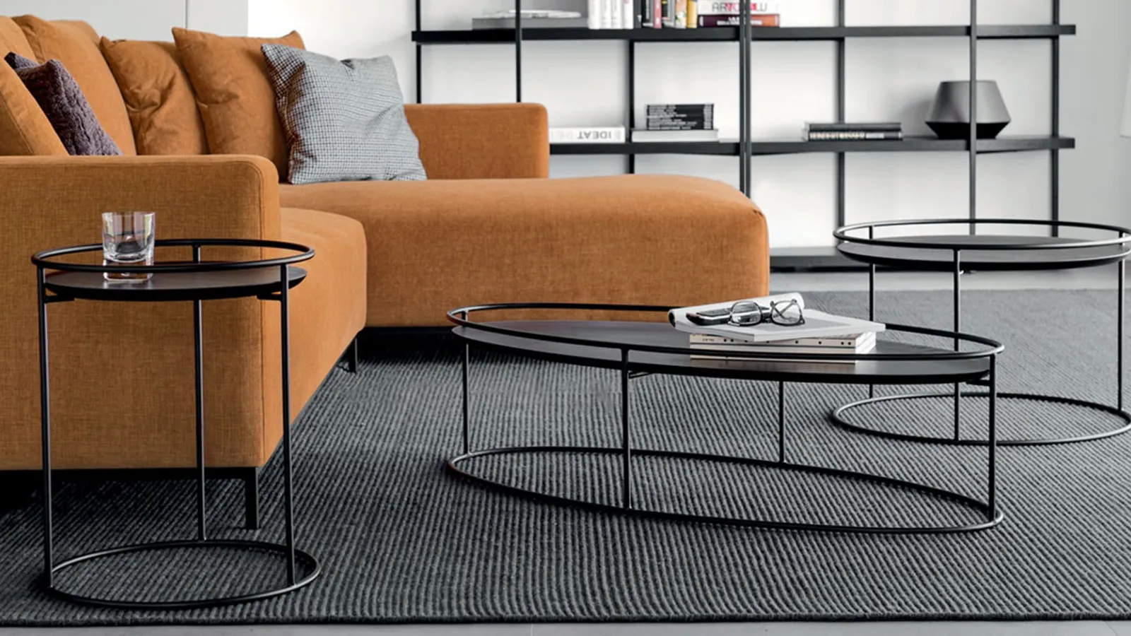Atollo lacquered in Black wood coffee table by Calligaris.