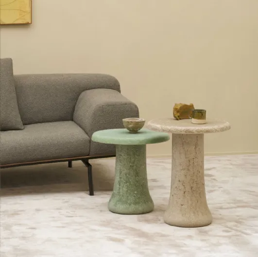 Babar side table in recycled glass and Glas Italia granules.