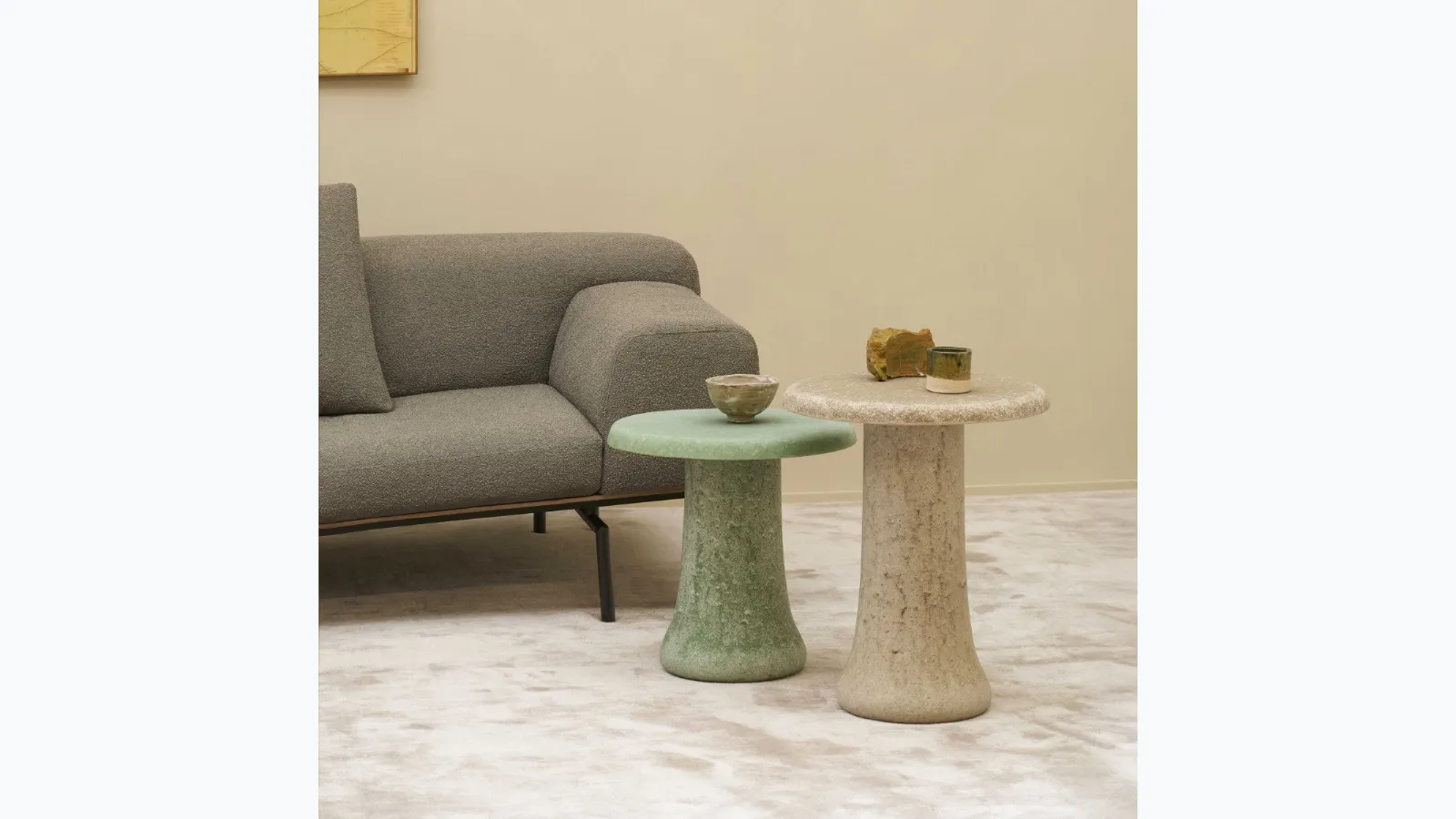 Babar side table in recycled glass and Glas Italia granules.