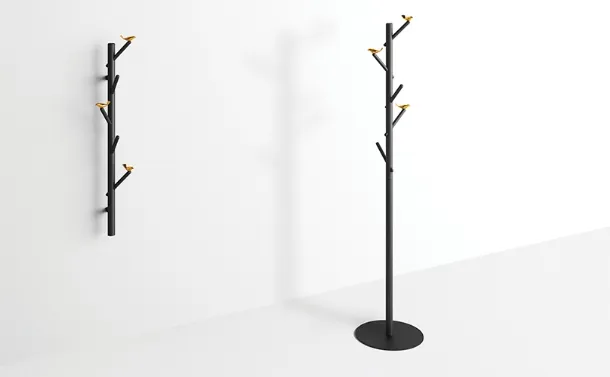 Bird Watch hanger in ash wood with brass cast birds by Minotti Italia.