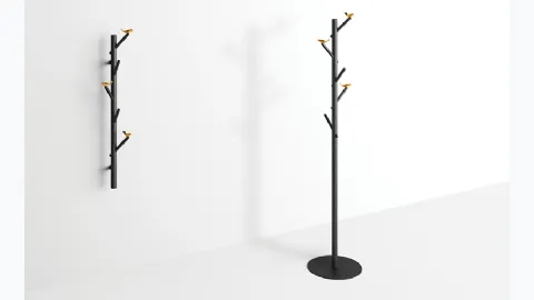 Bird Watch hanger in ash wood with brass cast birds by Minotti Italia.