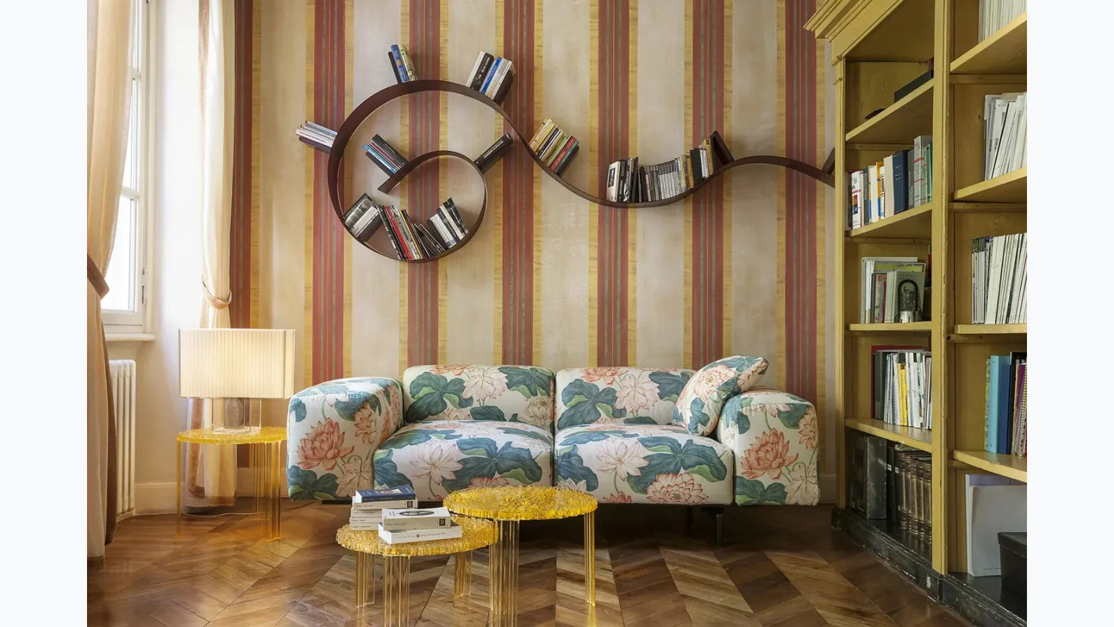 Kartell's Bookwarm shelf in thermoplastic technopolymer.