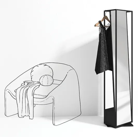 Mirror with coat rack Cage by Minotti Italy
