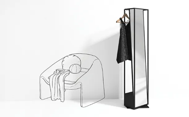 Mirror with coat rack Cage by Minotti Italy