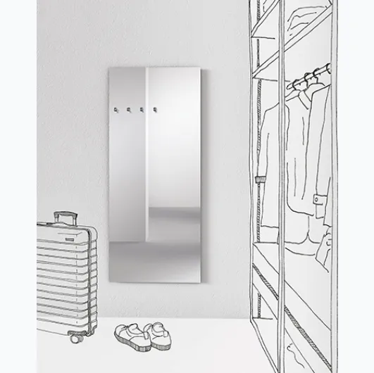 Chromed brass coat rack mirror with minimal design 