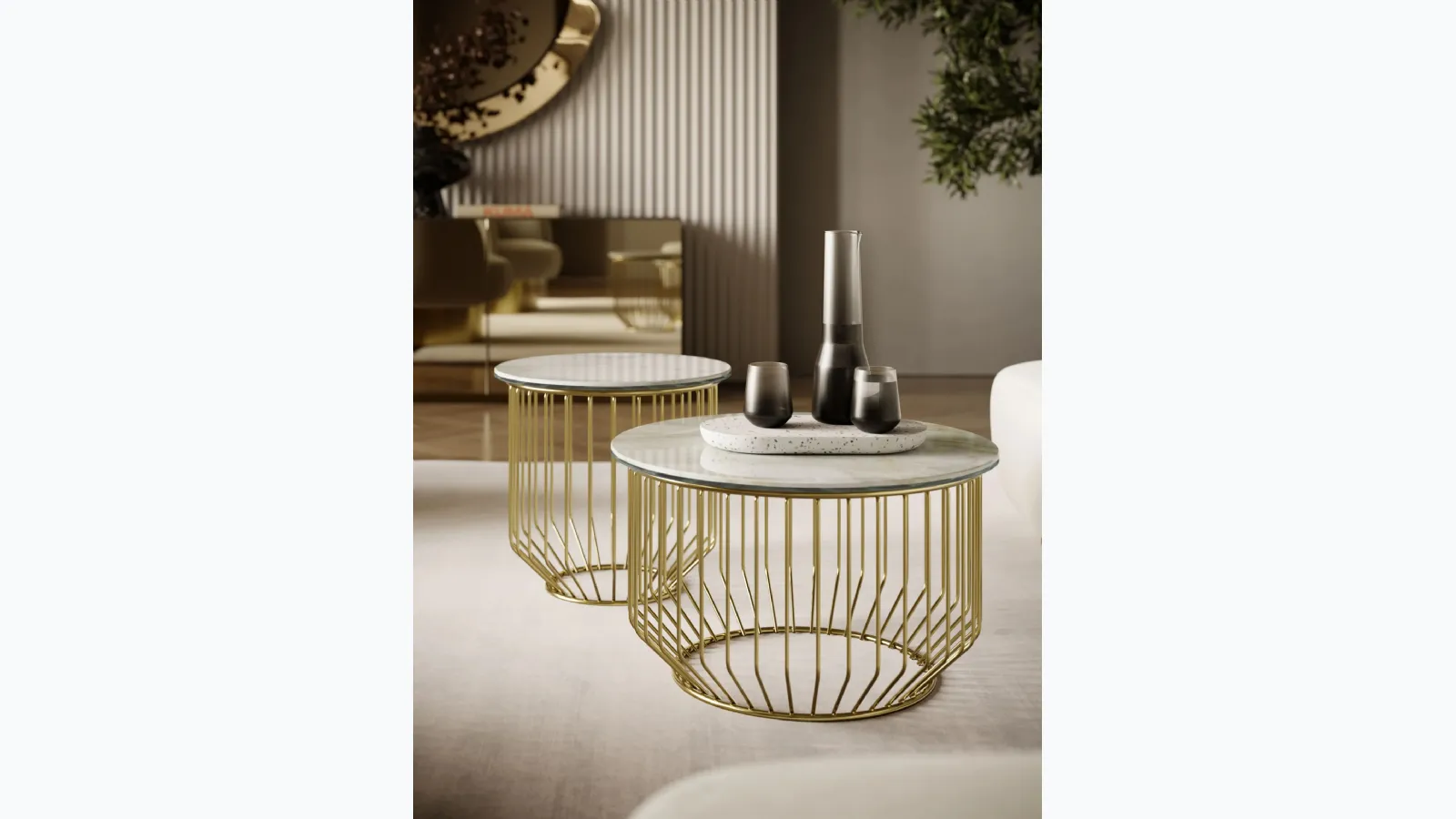 Circus coffee table in SuperMarble and steel by Bontempi.