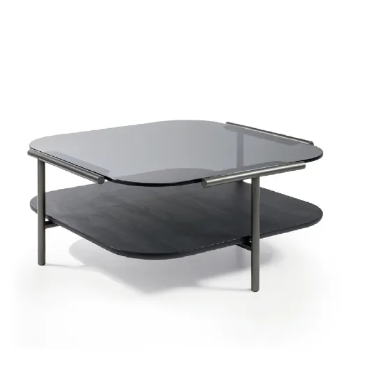 Square Cloud Coffee Table in glass and wood by Cantori.