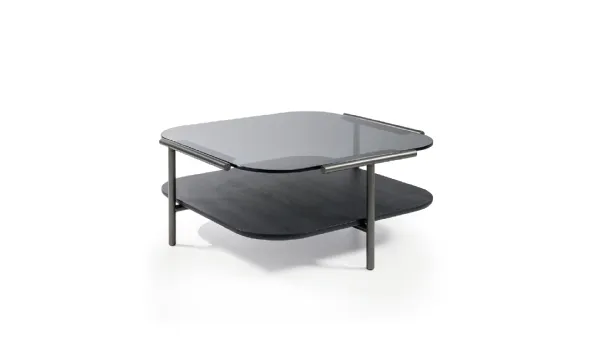 Square Cloud Coffee Table in glass and wood by Cantori.